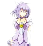  bow broach brooch cardfight!!_vanguard chocker choker collar cosplay cure_beauty cure_beauty_(cosplay) feathers gloves grey_eyes jewelry long_hair looking_at_viewer pouch precure purple_hair smile smile_precure! tokura_misaki 
