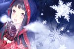  black_hair dengeki_moeoh gloves nishieda original snow 