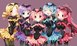  akemi_homura bad_end_precure bad_id bad_pixiv_id black_bodysuit blonde_hair blue_hair bodysuit fingerless_gloves gloves kaname_madoka magical_girl mahou_shoujo_madoka_magica miki_sayaka multiple_girls parody pink_eyes pink_hair ponytail precure sakura_kyouko short_hair smile smile_precure! tiara tomoe_mami twintails yellow_eyes yuiyuimoe 