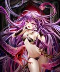  :d armlet bad_id bad_pixiv_id bare_shoulders fang fingernails groin halter_top halterneck highres long_fingernails long_hair nail_polish navel open_mouth purple_eyes purple_hair sharp_fingernails shingoku_no_valhalla_gate slit_pupils smile snake_hair solo thigh_gap toi_(4089597) very_long_hair 