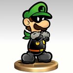  1boy brown_hair facial_hair gonzarez luigi mario_(series) mask mr._l mr_l mustache paper_mario parody super_mario_bros. super_paper_mario super_smash_bros. trophy 