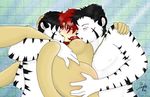  breasts chris_(character) clone feline female group group_sex hair kissing likemaniac likemaniac_(character) love male mammal nude red_hair sex straight threesome tiger white_tiger 