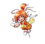  :d bike_shorts blush boots bow bowtie brooch choker cure_sunny full_body hair_bun highres hino_akane_(smile_precure!) jewelry magical_girl open_mouth orange_(color) orange_choker orange_hair orange_neckwear orange_skirt ponsuke precure red_eyes red_shorts running short_hair shorts shorts_under_skirt skirt smile smile_precure! solo thigh_boots thighhighs white_background white_legwear 