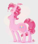  breasts centaur cutie_mark equine eyes_closed female friendship_is_magic fur hair hooves horse human lizombie mammal my_little_pony nipples pink_fur pink_hair pinkie_pie_(mlp) pony side_boob smile solo standing stretching taur 