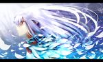  blue long_hair original pen_(pixiv257621) petals red_eyes solo white_hair 