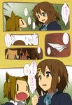  absurdres animal_ears blush brown_eyes brown_hair comic fang hair_ornament headband highres hirasawa_yui k-on! multiple_girls open_mouth paper_airplane sakuragaoka_high_school_uniform school_uniform short_hair suan_ringo tainaka_ritsu translated wolf_ears |_| 