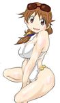  brown_eyes brown_hair casual_one-piece_swimsuit eyewear_on_head gorohati highleg highleg_swimsuit idolmaster idolmaster_cinderella_girls katagiri_sanae long_hair low_twintails one-piece_swimsuit short_twintails solo sunglasses swimsuit twintails 