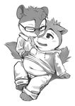  alvin_and_the_chipmunks blush chipmunk eyewear fluffy_tail gay glasses greyscale kissing lando licking male monochrome simon_seville theodore_seville tongue young 