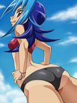  ass awa bikini blue_hair kamishiro_rio looking_back naughty_face red_eyes swimsuit tongue yu-gi-oh! yuu-gi-ou_zexal 