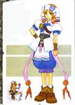  ankle_boots belt blonde_hair blush boots brooch brown_footwear buckle elena_(grandia) full_body gem grandia grandia_ii hand_on_hip hat highres jewelry kanoe_youshi looking_at_viewer official_art robe scan short_hair smile standing 