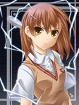  bad_id bad_pixiv_id biribiri brown_hair coin electricity ibuki_mana misaka_mikoto school_uniform short_hair solo to_aru_majutsu_no_index tokiwadai_school_uniform 