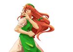  bad_id bad_pixiv_id china_dress chinese_clothes dress fighting_stance hat hong_meiling long_hair parody red_hair ribbon serious_business shibasaki_shouji solo street_fighter touhou twintails yang_lee 