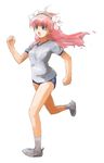  :o bad_id bad_pixiv_id bare_legs buruma clenched_hands full_body galaxy_angel gym_uniform long_hair milfeulle_sakuraba nyama open_mouth pink_hair running shoes simple_background solo sportswear uwabaki white_background 