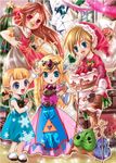  3girls artist_request aryll blonde_hair blue_eyes brown_hair christmas elbow_gloves gloves harp instrument link makar medli multiple_boys multiple_girls pointy_ears princess_zelda red_eyes smile the_legend_of_zelda the_legend_of_zelda:_the_wind_waker tiara tingle toon_link toon_zelda violin 