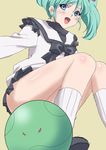  aqua_hair blue_eyes blush censored char's_counterattack convenient_censoring gundam happy haro izumi_rion jumping quess_paraya smile socks solo 