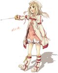  alice_(tales) blonde_hair boots brown_eyes character_name heart heart_of_string knee_boots md5_mismatch miho_(mi) rapier short_hair smile sword tales_of_(series) tales_of_symphonia tales_of_symphonia_knight_of_ratatosk weapon white_bloomers 