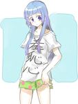  artist_request bangs blue_hair blunt_bangs kannagi long_hair nagi purple_eyes solo 