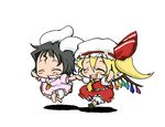  baku_taso chibi closed_eyes flandre_scarlet holding_hands inaba_tewi multiple_girls running smile touhou 