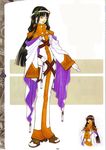  bangs black_hair blunt_bangs full_body grandia grandia_ii highres kanoe_youshi long_hair long_sleeves official_art robe scan selene_(grandia) shoes simple_background standing very_long_hair white_background wide_sleeves 