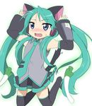  animal_ears aqua_hair bad_id bad_pixiv_id blue_eyes cat_ears cosplay detached_sleeves hatsune_miku hatsune_miku_(cosplay) headphones hiiragi_kagami long_hair lucky_star maruki_(punchiki) microphone necktie skirt solo spring_onion thighhighs twintails vocaloid zettai_ryouiki 