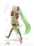  bad_id bad_pixiv_id detached_sleeves green_hair hatsune_miku long_hair music nagita singing solo thighhighs twintails very_long_hair vocaloid 