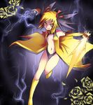  electricity flower hair_ribbon lowres midriff navel non-web_source personification pokemon raichu ribbon solo sword twintails weapon 