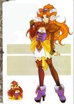  boots breasts cleavage grandia grandia_ii highres kanoe_youshi medium_breasts millenia_(grandia) official_art red_hair scan thighhighs 