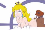  1boy 1girl 1up ahegao animated animated_gif ass bouncing_breasts breasts cap clenched_teeth crown doggystyle earrings facial_hair from_behind fucked_silly gameplay_mechanics hat jewelry long_hair mario mario_(series) minus8 mustache nintendo nude orgasm princess princess_peach rolling_eyes sex super_mario_bros. teeth text 