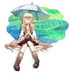  :d ^_^ bad_id bad_pixiv_id boots braid closed_eyes ia_(vocaloid) long_hair loose_socks open_mouth rubber_boots shiomizu_(swat) smile socks solo umbrella vocaloid 