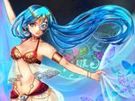  bikini_top blue_eyes blue_hair bug butterfly hatsune_miku insect long_hair mask midriff navel noboes outstretched_arms solo spread_arms twintails very_long_hair vocaloid 