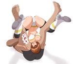  1boy 1girl breasts brown_hair cleavage fight fighting highres large_breasts rim_(artist) short_hair submission tears wrestling 