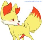  canine erection fennec fennekin fluffy_tail fox fur invalid_color invalid_tag knot male mammal nintendo penis plain_background pok&#233;mon pok&eacute;mon pok&eacute;philia red_eyes solo tongue tongue_out video_games white_background yellow yellow_fur 