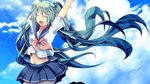  closed_eyes hatsune_miku jumping long_hair school_uniform shiomizu_(swat) solo twintails vocaloid 