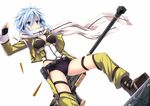  bad_id bad_pixiv_id blue_eyes blue_hair fingerless_gloves gloves gun liong pgm_hecate_ii rifle short_hair sinon sniper_rifle solo sword_art_online weapon 