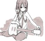  copyright_request greyscale guitar instrument kirisawa_saki long_hair monochrome sketch solo 