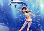  alternate_costume animal aqua_eyes axis_powers_hetalia bare_legs bare_shoulders blush bow brown_hair bubble dolphin fish freediving green_eyes hair_bow himaruya_hidekazu long_hair looking_at_viewer navel non-web_source ocean seychelles_(hetalia) shorts sleeveless smile solo tank_top twintails underwater 