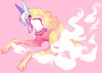  claws fur open_mouth pink_background plain_background teeth unknown_species white_fur yolk_(artist) yolk_(artists) 