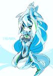  2012 android arms_up artist_name blue blue_hair breasts character_name covered_nipples dated extvia fingernails fish_tail green_eyes impossible_clothes kneeling long_hair medium_breasts original shark_girl signature sketch solo tail therianthrope very_long_hair 