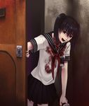  1girl blood door open_door school_uniform serafuku siren siren_2 solo twintails yagura_ichiko yamanemikan 