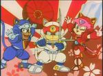  anime cat cats kyatto_ninden_teyandee samurai_costume samurai_pizza_cats victory_pose 