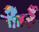  cutie_mark diaper equine female feral friendship_is_magic glowstick hair horse kloudmutt looking_at_viewer mammal multi-colored_hair my_little_pony pegasus pinkie_pie_(mlp) pony rainbow_dash_(mlp) smile socks two_tone_hair urine whistle wings 