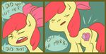  atryl comic cub cutie_mark english_text equine eyes_closed female feral friendship_is_magic hair horse mammal my_little_pony plain_background pony red_hair solo text the_room young 