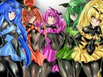  ass bad_end_beauty bad_end_happy bad_end_march bad_end_peace bad_end_precure bad_end_sunny bad_id bad_pixiv_id bat_wings black_bodysuit blonde_hair blue_eyes blue_hair blue_skirt bodysuit breasts covered_navel dark_persona dodai_shouji fingerless_gloves frills gloves green_eyes green_hair long_hair medium_breasts multiple_girls open_mouth orange_eyes orange_hair pink_eyes pink_hair ponytail precure skirt smile smile_precure! tiara twintails wings yellow_eyes 