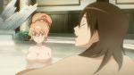  2girls angry animated animated_gif bath breasts brown_hair covering covering_breasts huge_breasts kyouno_madoka large_breasts muginami multiple_girls nude orange_hair rinne_no_lagrange 