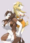  big_breasts blonde_hair blue_eyes breasts brown_eyes brown_hair brown_nipples brown_skin clothing dress equine female grey_background hair hi_res horse long_hair looking_at_viewer mammal mirapony navel nipples nude plain_background smile standing thick_thighs thighs voluptuous white_skin yellow_skin 