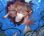  air_bubble asphyxiation belt blonde_hair breath bubble collarbone diving downblouse drowning earmuffs long_sleeves mononobe_no_futo multiple_girls one_eye_closed open_mouth outstretched_arm outstretched_arms outstretched_hand pov shirt sleeveless sleeveless_shirt submerged touhou toyosatomimi_no_miko underwater wet wet_clothes wide_sleeves wristband yetworldview_kaze 