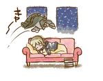 book closed_eyes clothes couch elma_leivonen lying mukiki short_hair sleeping smile solo world_witches_series 