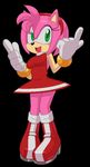  anthro breasts dress female green_eyes hair hedgehog is is_(artist) knee_boots mammal pink_hair pointing raised_hand red_dress sega sonic_(series) 