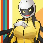  bad_id bad_pixiv_id black_hair breasts gloves helmet jacket large_breasts long_hair mitsurou14 persona persona_4 solo tomoe_(persona_4) track_jacket very_long_hair white_gloves yellow_eyes 