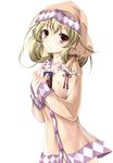  blonde_hair brown_eyes flat_chest gift hat highres nipples pajamas power_symbol sasami-san@ganbaranai see-through simple_background solo tsukuyomi_sasami yagami_shuuichi 